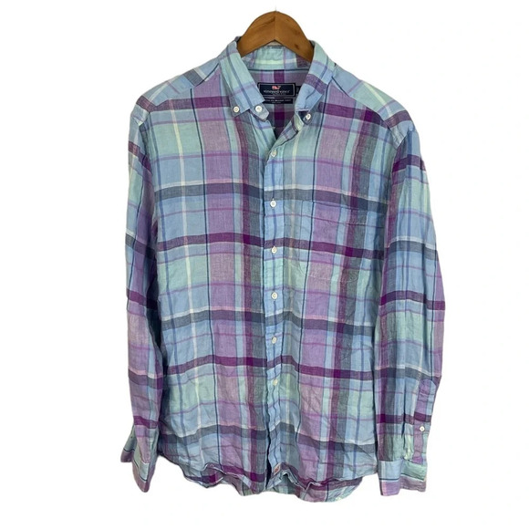 BF820 Mens Vineyard Vines LINEN Classic Fit MURRAY Button Down Shirt M - Picture 1 of 5